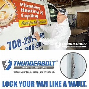 Most van locks are easy targets. Thunderbolt Locks are different - steel deadbolts lock inside the doors, making break-ins way harder. Hit your factory remote, lock up, and walk away knowing your gear is protected. | Thunderbolt Anti-theft Deadbolt Locks for Work Vans & Box Trucks