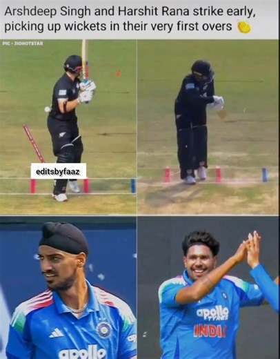 Indian bowlers strike early 🔥#harshitrana#arshdeepsingh#indianbowlers#indvsnzodiseries2026#newballwi