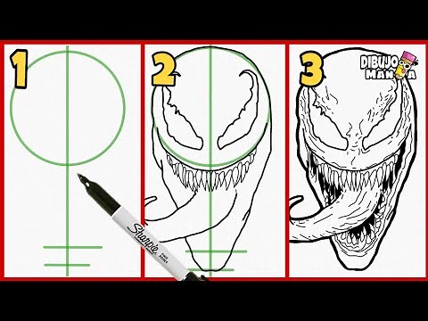 COMO DIBUJAR A VENOM | PASO A PASO | FACIL | how to draw venom | step by step