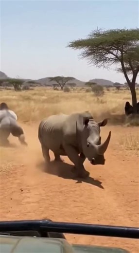 Silverback STOPS Charging Rhino - Nose Punch 🔥 #viral