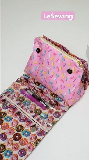 How to Sew a Cute Roll-Up Makeup Bag | DIY Organizer