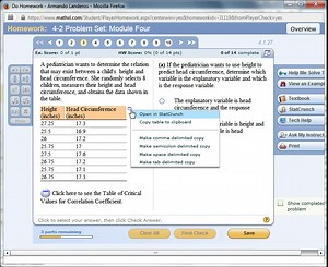 Calculating the Correlation Coefficient, r, with StatCrunch