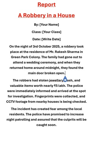 Report on a Robbery in a House #reportwriting #shorts