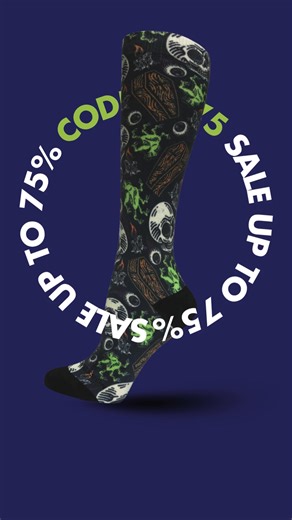 Shop our Black Friday sale and save up to 75% on wildly comfortable, American-made compression socks in hundreds of fun designs. Whether you're on your feet all day or just want better circulation, now's the time to stock up. Use code BF75. | Crazy Compression