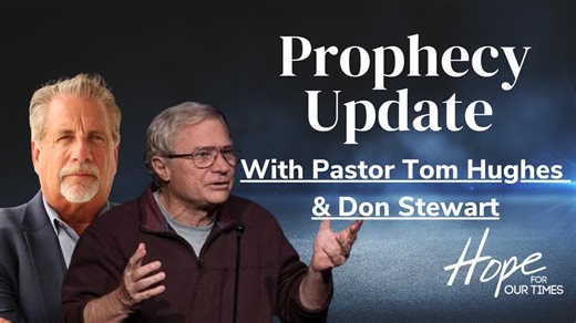 LIVE Prophecy Update! | Pastor Tom Hughes & Don Stewart In this Hope for Our Times live update, Pastor Tom is joined by Bible prophecy scholar Don Stewart for an in-depth discussion on current global events and how they align with Scripture. The conversation begins on Holocaust Remembrance Day, emphasizing the historical reality of the Holocaust, the danger of denial, and the ongoing hostility toward the Jewish people. From there, Pastor Tom and Don examine Israel’s security challenges, the fals