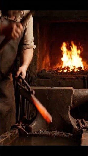 ASMR Blacksmith Forging: Medieval Hammering & Quenching Sounds (Fire & Anvil)