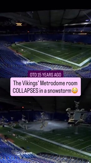 NFL Italia | News NFL on Instagram: "SCARY SCENES😳 OTD 15 years ago the roof of the Vikings stadium collapsed during a snow story. The Vikings-Giants game that week had to be postponed and moved to Ford Field in Detroit. • • • • • FOLLOW US ON @amafootball_ ❤️🙏 • • • • • #nfl #collapse #implosion #minnesotavikings #nflstadium"