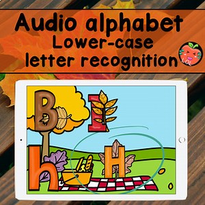 Audio alphabet boom cards | Lower and Uppercase letter recognition | Fall leaves
