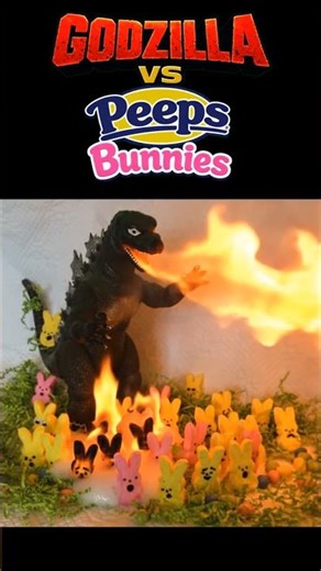 Animated Godzilla vs Peeps Bunnies Classic Meme #shorts #godzilla #peeps #easter