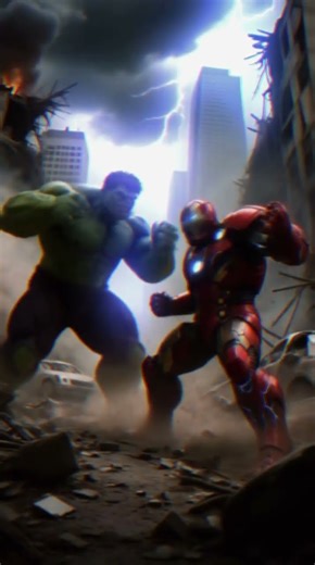 Hulk vs iron man #marvel #avengers #ironman #hulk