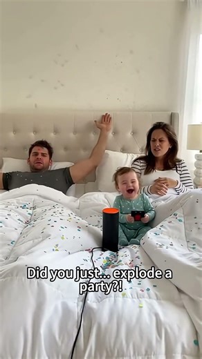 Confetti Cannon in Bed?! 😱 Parents' Hilarious Reaction! #shorts