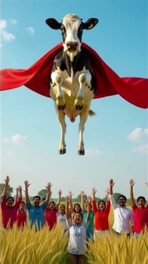 Watch a Superhero Cow Fly Over Fields in Stunning AI Vision!