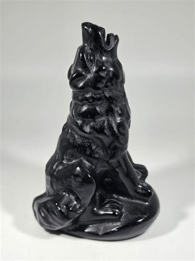 Obsidian Wolf Carving