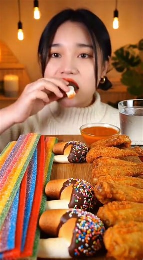 RAINBOW CANDY PARTY 🌈 ASMR Eating Sounds #shorts