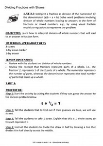 Dividing Fractions - 5.NF.2.3: Hands-On Activity & Leveled Practice