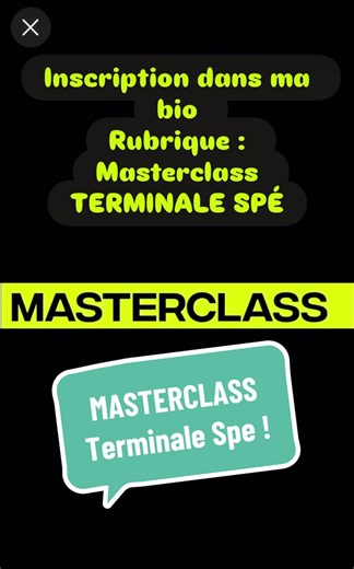 🚀 Envie de cartonner en physique au bac ? Tu veux comprendre, retenir les démo incontournables du bac ,éviter les pièges classiques et ainsi cartonner au BAC? 👉 Rejoins mes Masterclass Terminale Spé Physique-Chimie. Voici le programme : 📅 21 février – 14h-15h ⚡ Circuit RC & condensateur 📅 28 février – 14h-15h 🧪 Conductimétrie & pH-métrie 📅 7 mars – 14h-15h 🪐 Toute la mécanique 📅 11 avril – 14h-15h 🌊 Toutes les ondes ✨ Comment ça se passe ? ✔️ Dès ton inscription : – Tu reçois le lien Go