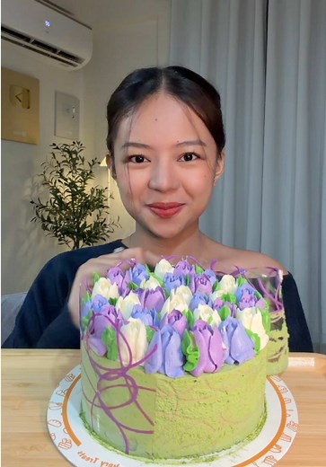 Ube Matcha Blossom Cake ng Lemon Square Bakery Treats 🍵💜 #ube #matcha #cake #UbeMatchaBlossom #LemonSquareBakeryTreats @Lemon Square Bakery Treats