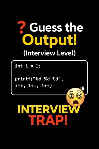 i++, ++i, i++ 😵 | C Output Interview Question #shorts