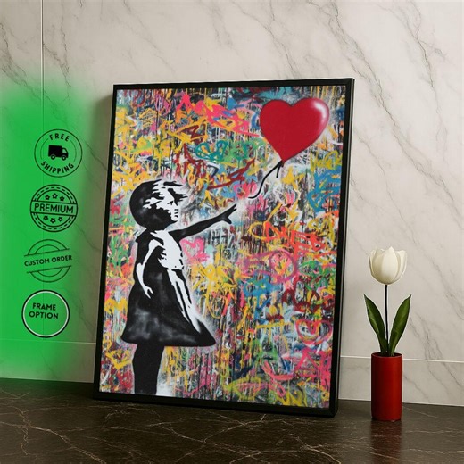 Banksy Inspired Balloon Girl Canvas Wall Art Print Graffiti Living Room Decor Modern Art Lovers - Etsy