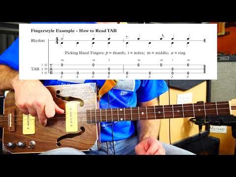 Free Sample 5 - Intro & Fingerstyle Tab - Complete 3-String Beginner Course - Fingerstyle Section