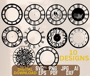 Clock Face SVG Bundle: 10 Vintage & Modern Designs (digital Download) - Etsy Canada