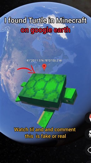 I found turtle in Minecraft on google earth 🌎#trending #shorts