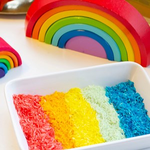 How To Make Coloured Rice For Sensory Play (Rainbow Rice) - We Made This Life