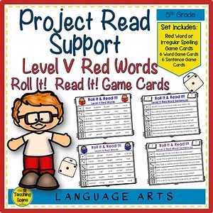 Project Read Support Level V Red Words: Roll It! Read It! Game