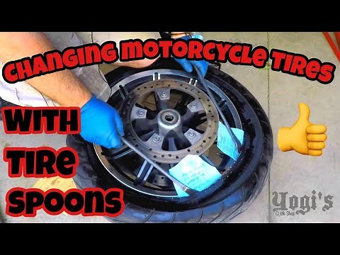 Changing a Motorcycle Tire With Spoons