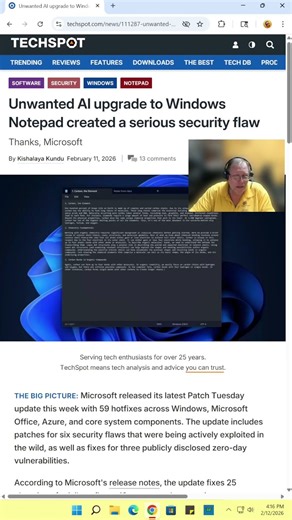 02 12 2026 Notepad with AI had a RCE security problem