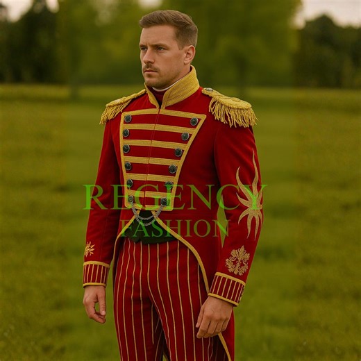 Men’s Ringmaster Circus Jacket Costume | Red Velvet Gold Victorian Showman Tailcoat | Carnival Ringleader Outfit - Etsy