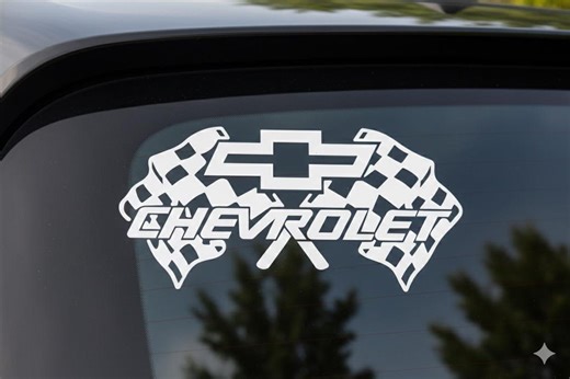 Chevrolet Racing Decal - Vinyl Sticker for Car Windows, Trucks, and Toolboxes - Chevy Bowtie With Checkered Flags - Chevy Lover Gift - Etsy
