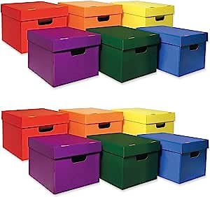 Classroom Keepers 2 Sets of 6 Storage Totes, 10-1/8"H x 12-1/4"W x 15-1/4"D, Colors May Vary, Pack of 2