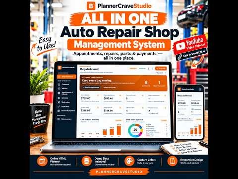 Auto Repair Shop Management System | HTML Planner Walkthrough & Tutorial