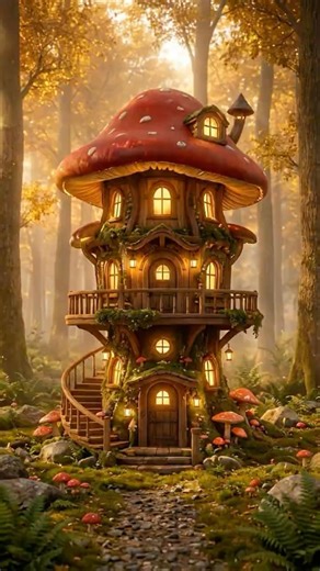 Dead Tree Stump → Magical Glowing Mushroom Fairy House 😱 Most Satisfying Fantasy Build! 🍄✨