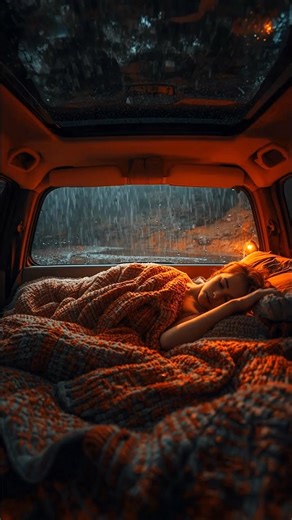 ASMR Rain Inside the Car — Beautiful Woman Sleeping Peacefully in the Passenger Seat | Beautiful nail cleanser