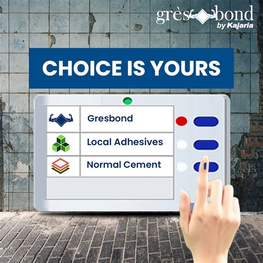 15 reactions |  Choice is yours  Gresbond Adhesives for unmatched strength and durability, #ChooseRight with Gresbond by Kajaria. Perfect for all your tiling needs. #Gresbond #TileAdhesive #HomeImprovement #gresbondbyKajaria #tilefixing #VotingRights #chooseright | Gres Bond by Kajaria | Facebook