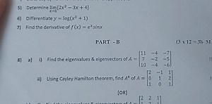 5) Determine limx→5​[2x2−3x 4]6) Differentiate y=log(x3 1)7) ... | Filo