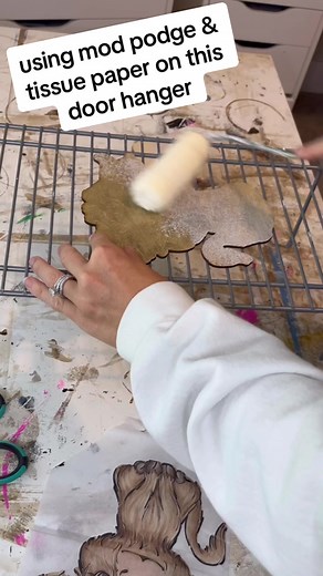 45K views · 799 reactions | tissue paper + mod podge technique #craftideas #artsupplies #artprocess #cricutmade #diycrafts #artideas #TrendTok #TrendTokApp | Painted by Mandy | Facebook