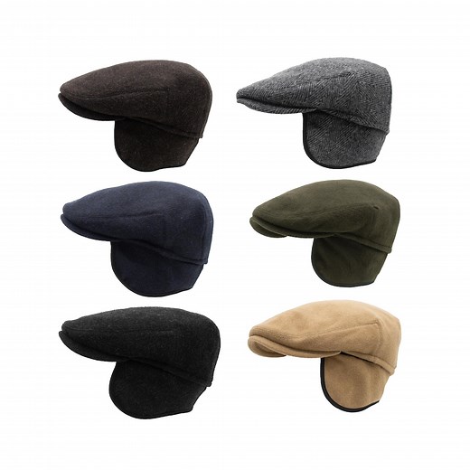 Wool Irish Flat Cap With Ear Flaps: Padded Newsboy Hat - Etsy