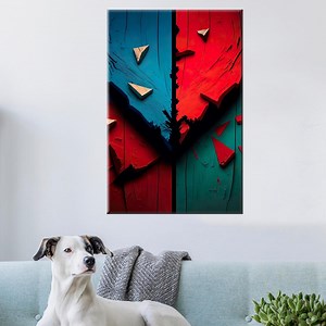 Abstract Red and Blue Canvas Art, Modern Split Color Wall Art , Bold Geometric Artwork, Living Room Decor, Geometric Color Block Poster - Etsy