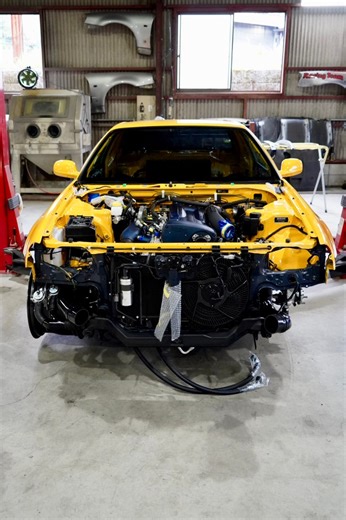 114K views · 2.3K reactions | The brand-new MB7 engine (MB stands for MINE’S for Built By Legends) has been installed in the Yamabuki Yellow Built By Legends R34 at 株式会社　Garage Yoshida. This marks the “engine-in” stage, completed at Garage Yoshida. Nakayama-san and team will handle the final setup and inspections once the car is transported to MINE’S HQ for its final tuning and road test. #minesr34 #garageyoshida #toprankimporters #builtbylegends | Built By Legends | Facebook