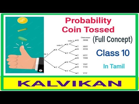 Probability Coin Tossed in Tamil / Three Coin Tree Diagram / Class 10 Maths / Kalvikan