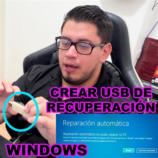 171K views · 3.3K reactions | Crear una Memoria USB de Recuperación de Windows para Solucionar la Pantalla Azul de Reparación Automatica de Windows 11. #Pantallaazul #windows11 #usbbooteable #windows10 #pcfacildigital | PC fácil Digital | Facebook