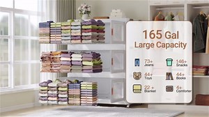 BROVIEW 660Qt Extra Large Stackable Storage Bins with Lids,165Gal Stackable Storage Bins Open Front with Wheels, Plastic Storage Drawers, Closet Organizer and Storage for Home Kitchen, 3 Packs, White