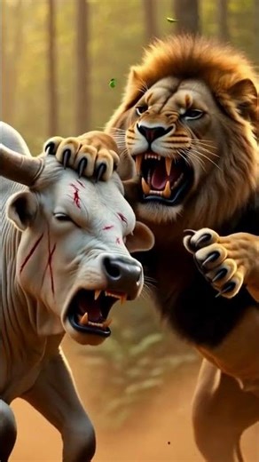 Angry Lion Attacks Baby Calf… But Mother Cow Fights Back🦁🐄 | AI Story | #shorts |