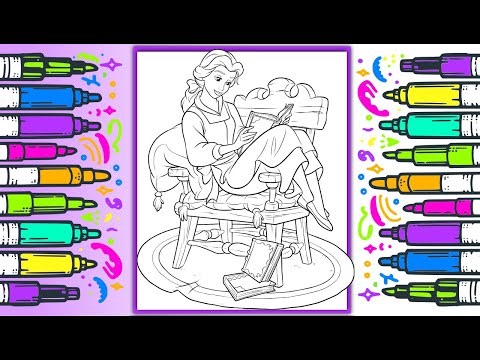 Coloring a Princess Belle Coloring Page 🖌️💛 Disney's Beauty and the Beast!