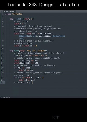Leetcode 348. Design Tic-Tac-Toe in Python | Python Leetcode | Python Coding Tutorial | Python ASMR