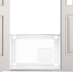 Pet Life ® 'Porta-Gate' Anti-Drilling Extendable Rubber Grip Portable Travel Pet Gate or Collapsible Cat and Dog Gate with Zippered Entrance Pet Door