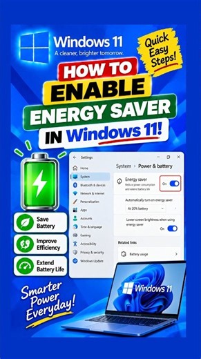 How to Enable Energy Saver in Windows 11! #Shorts #windows11